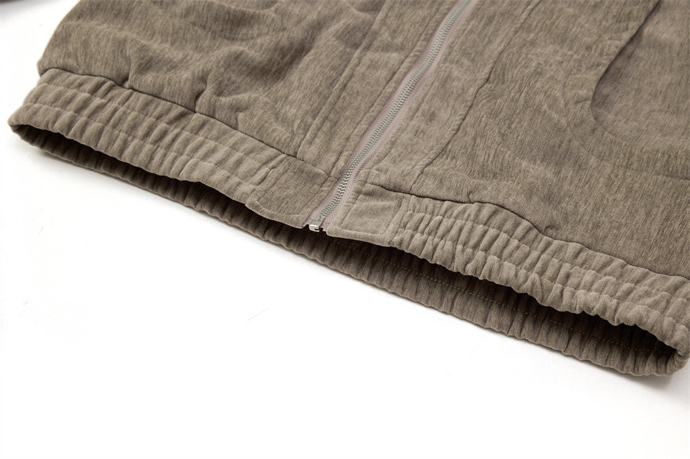 Blouson bomber homme en velours, col en similicuir et grandes poches