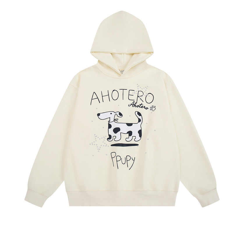 Sudadera Ahotero con capucha y estampado de dálmata – Gráfico de dibujos animados oversize