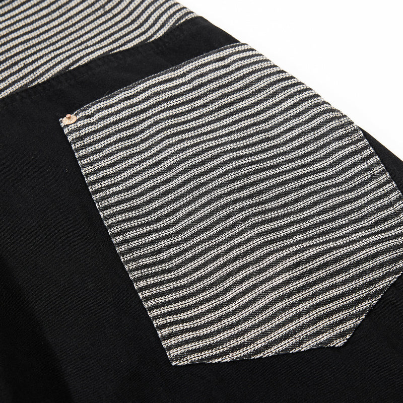 Wide-Leg Cargo Pants with Contrast Stripe Pockets – Men's Relaxed Straight