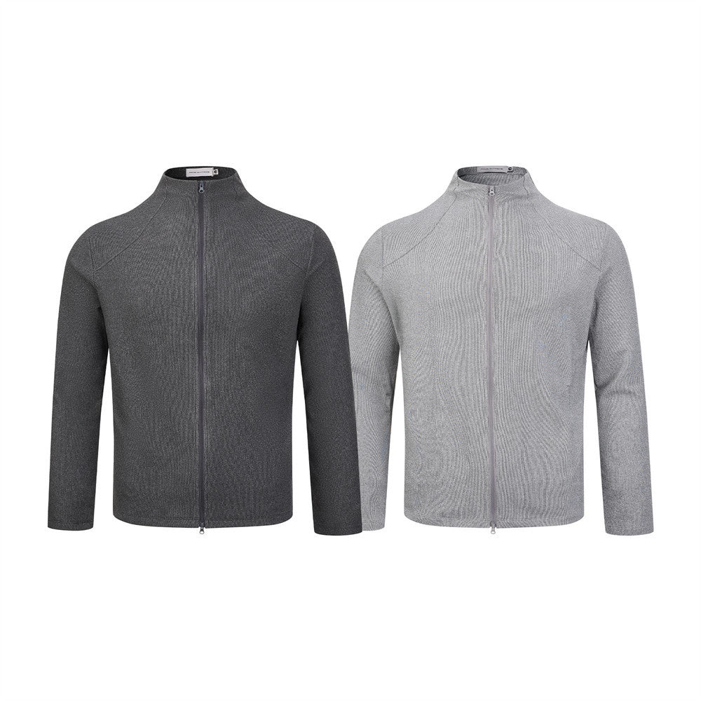 Men's Slim-Fit Full-Zip Mock Neck Knit Jacket – Long Sleeve Sport Cardigan