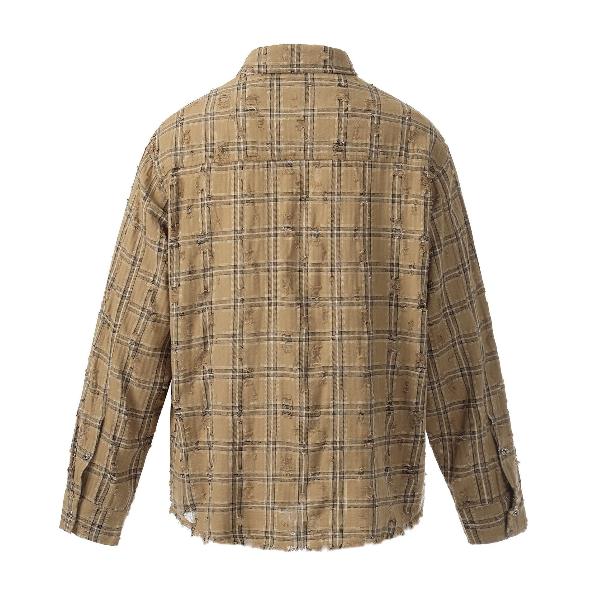 Surchemise en flanelle à carreaux délavée et usée – Veste-chemise vintage à manches longues