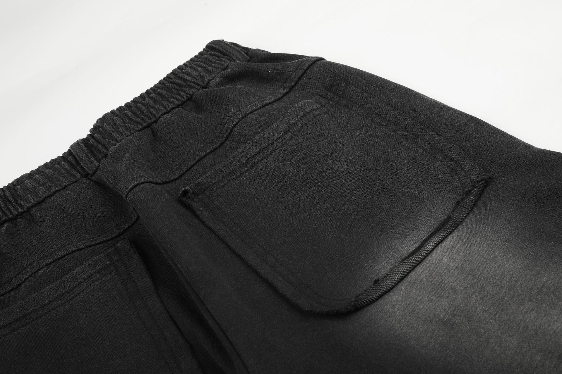 Pantalon de survêtement wide leg – Jogger droit noir délavé à œillets métalliques