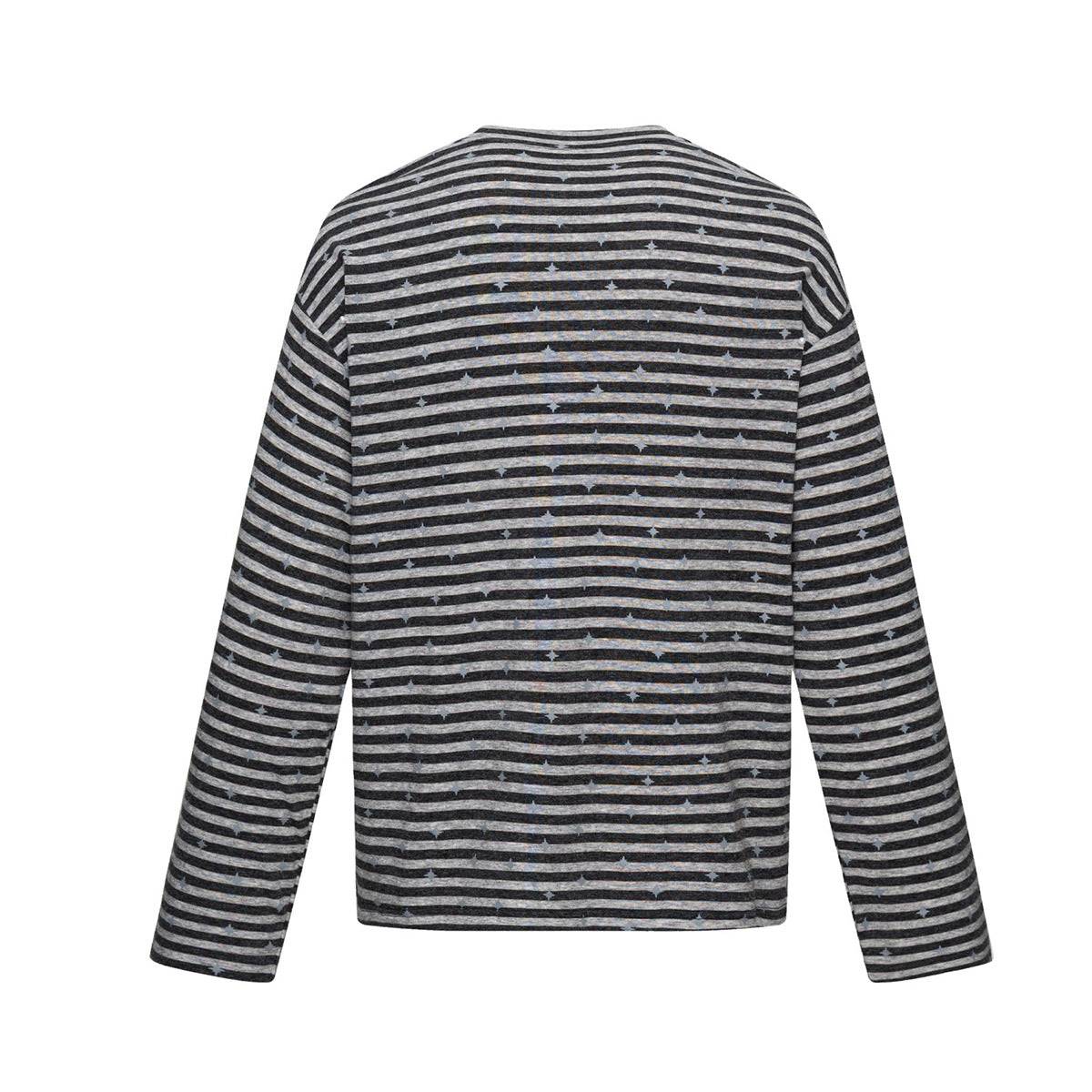 Langarmshirt mit Streifen und Sternprint sowie Rock-Lippen-und-Zunge-Grafik