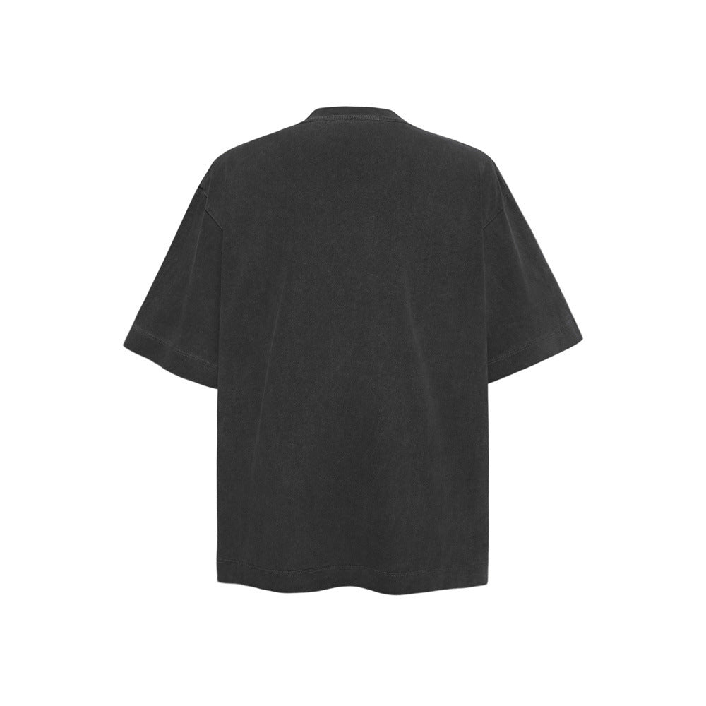 Oversized Graphic Washed T-Shirt – Vintage Street Style Short Sleeve Tee