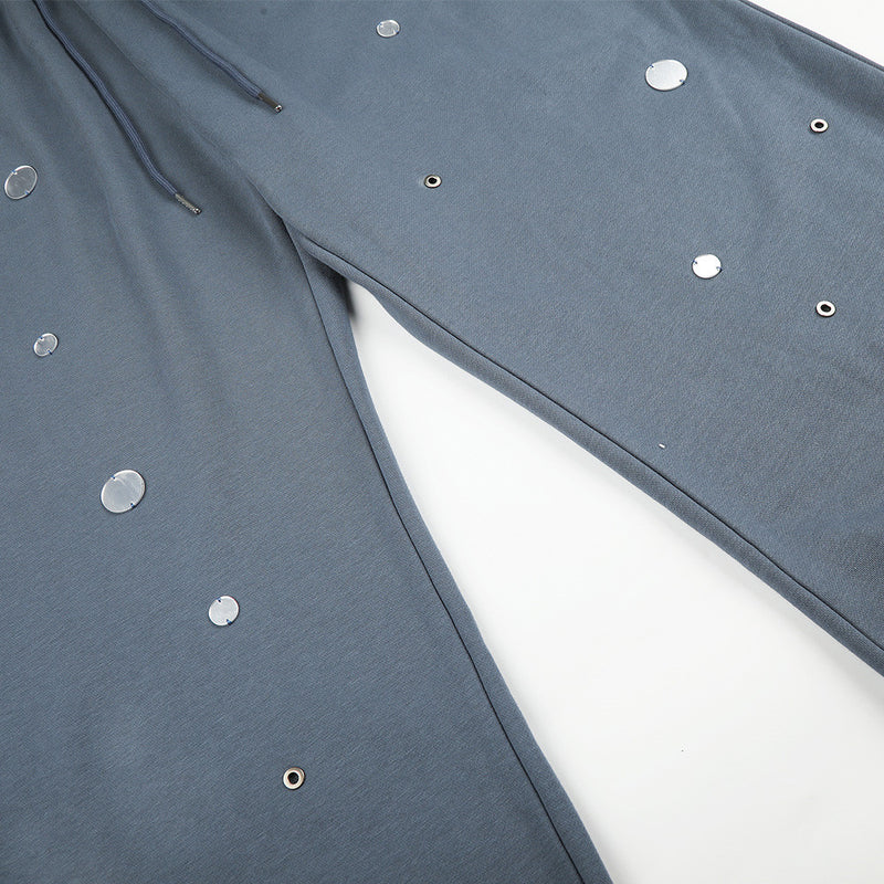 Wide-Leg Sweatpants with Mirror Disc Embellishments – Punk Street Style