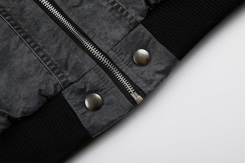 Oversized Padded Bomber Jacket – Faux Two-Piece Hooded Cotton Outerwear