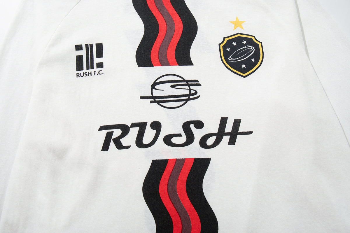 Long Sleeve Soccer Jersey Shirt – RUSH F.C. Graphic Print, Crew Neck