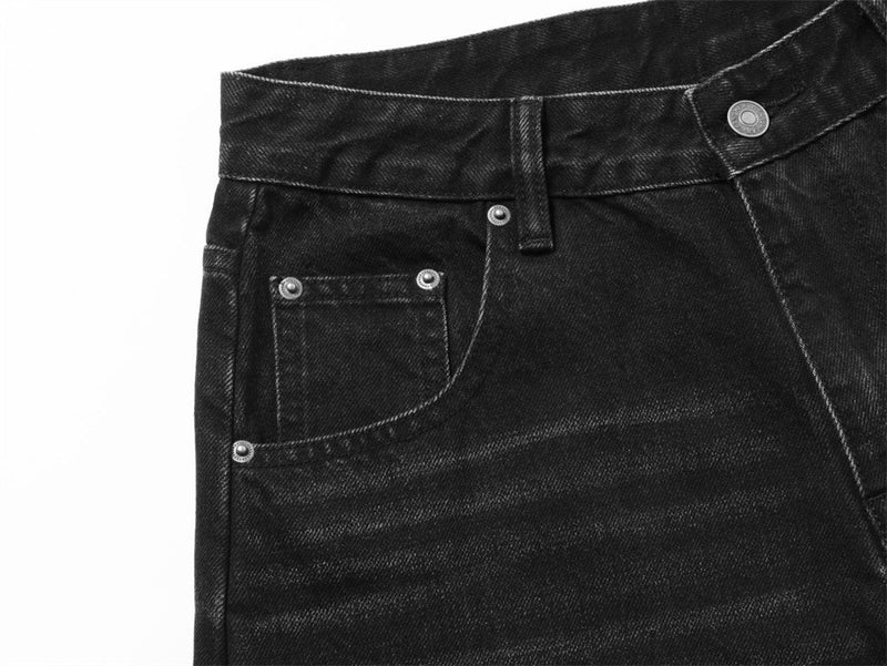 Men's Punk Wide-Leg Jeans with Metal Eyelet Detail – Deconstructed Baggy Denim