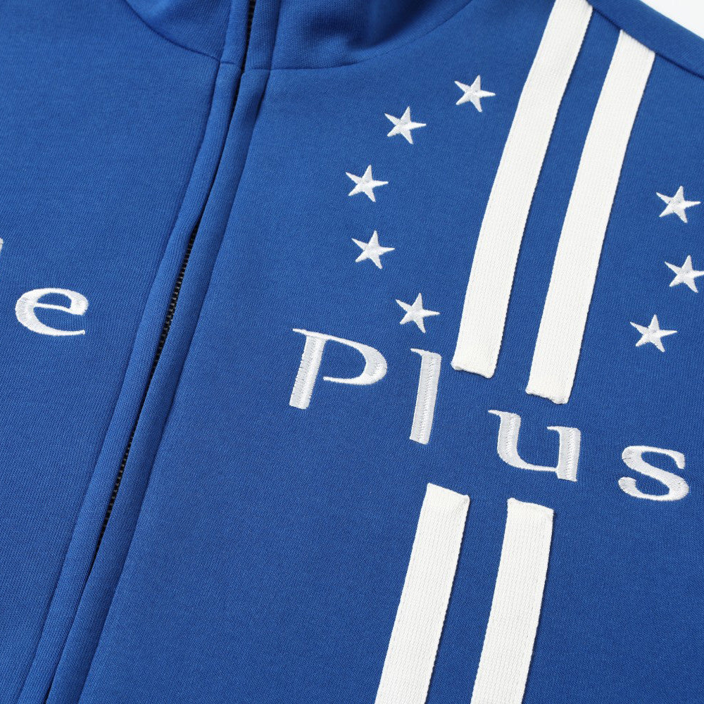 Track Jacket Mock Neck Full-Zip with Stripe Detail & Star Embroidery