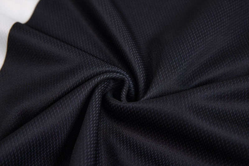 Maillot de football à manches longues noir et blanc à rayures, polo graphique