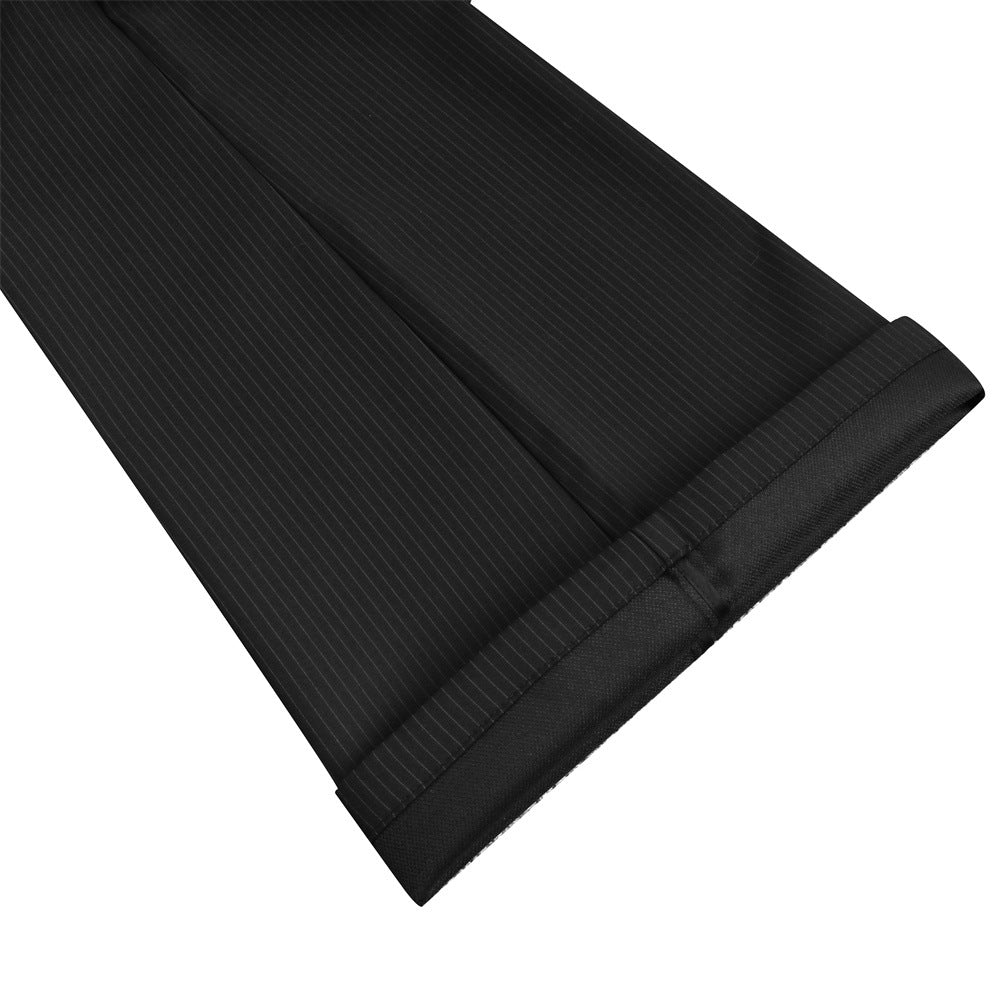 Pantalon ample rayé pour homme avec broderies florales et ceinture