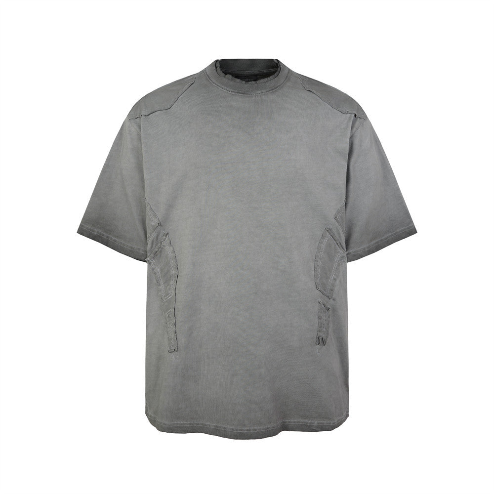 トップス DISTRESSED EFFECT COTTON CREW P/O SEAKOFF Acid Wash Distressed Oversized Cotton Tee | Vintage