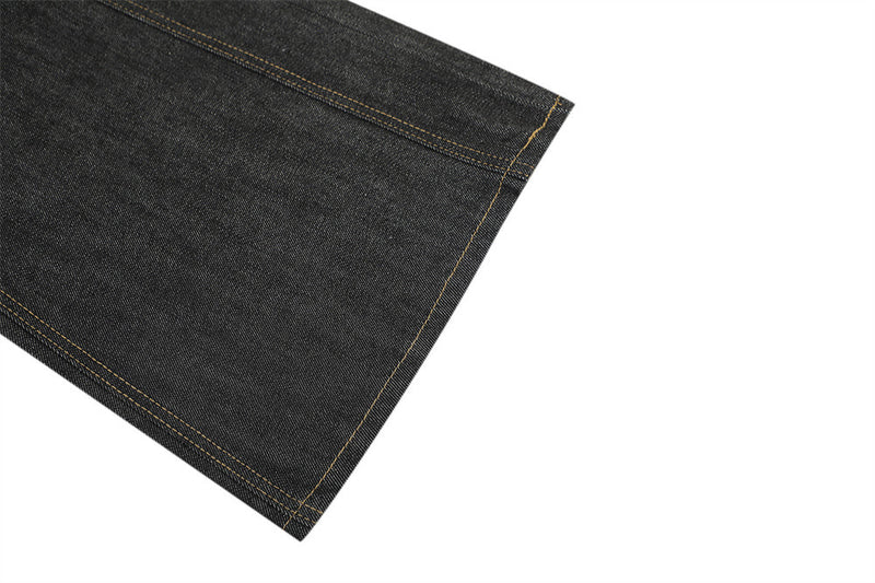 Raw Denim Flare Jeans with Diagonal Button Fly & Deconstructed Wide Leg