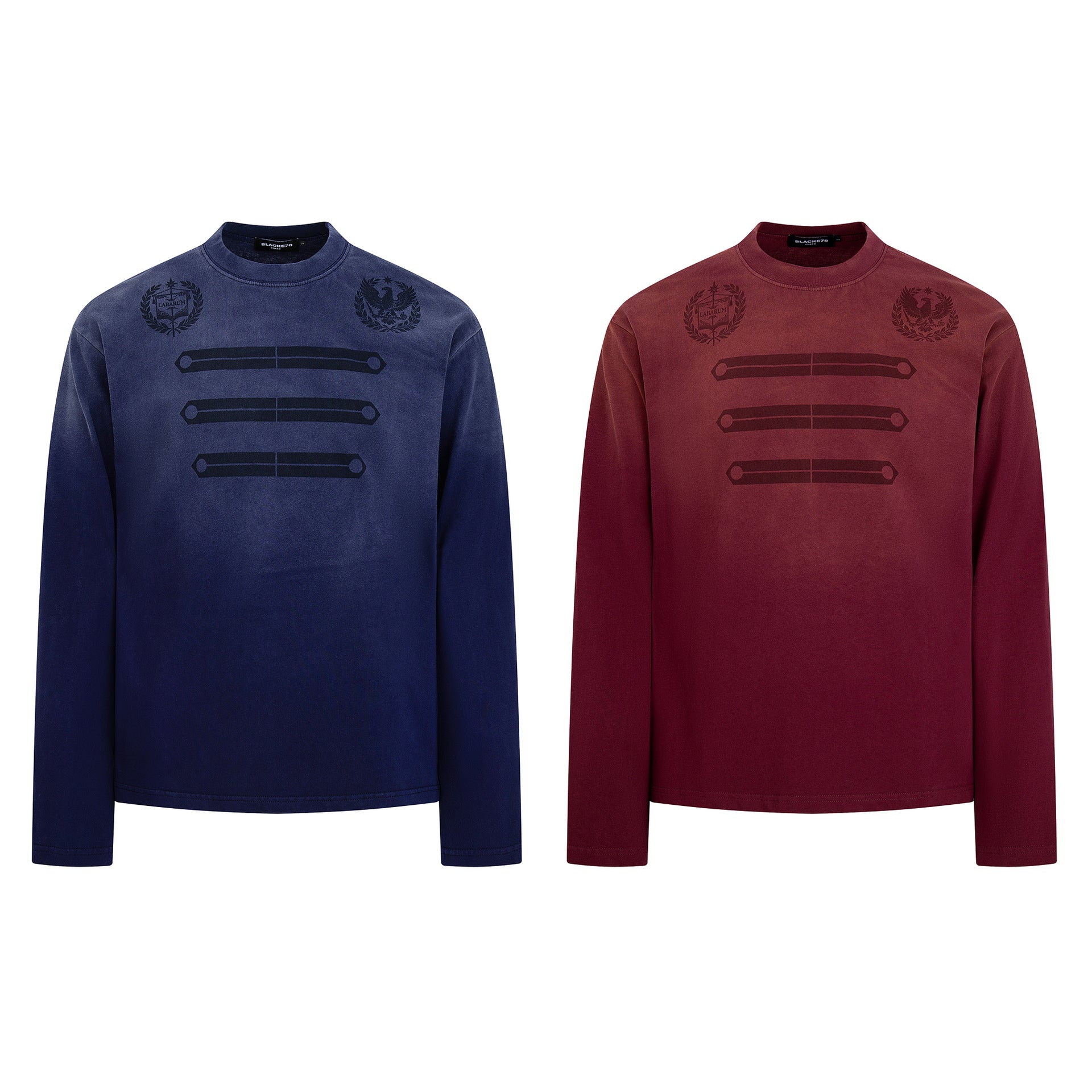 ロングスリーブクルーネックTシャツ｜ウォッシュド・ミリタリークレストグラフィック