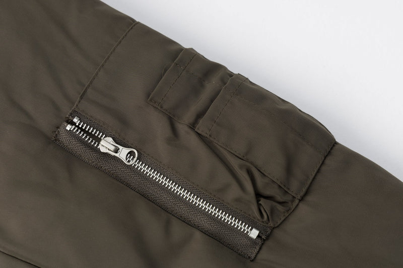Sherpa Collar Padded Bomber Jacket – Olive Green / Black