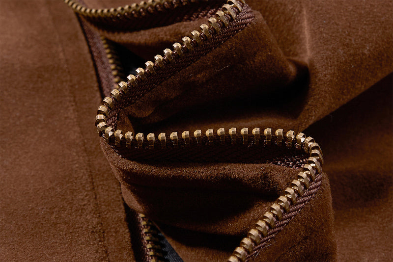 Bomber Jacket Men's Retro Suede Stand-Collar Moto Jacket with Brass Studs & Belt
