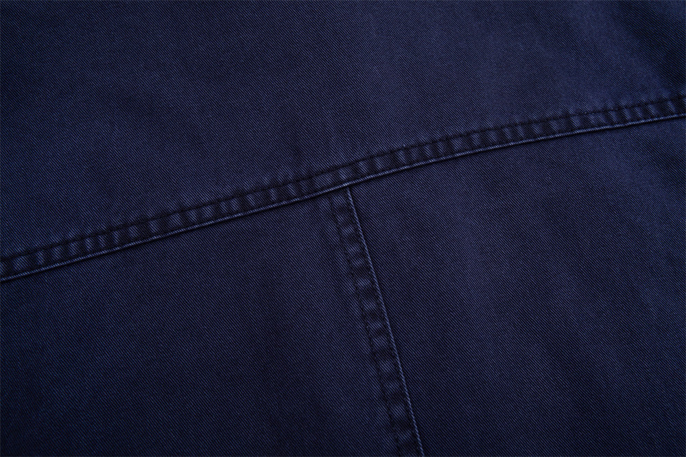 Men's Vintage Washed Stand-Collar Zip Jacket with Deconstructed Panel Seaming