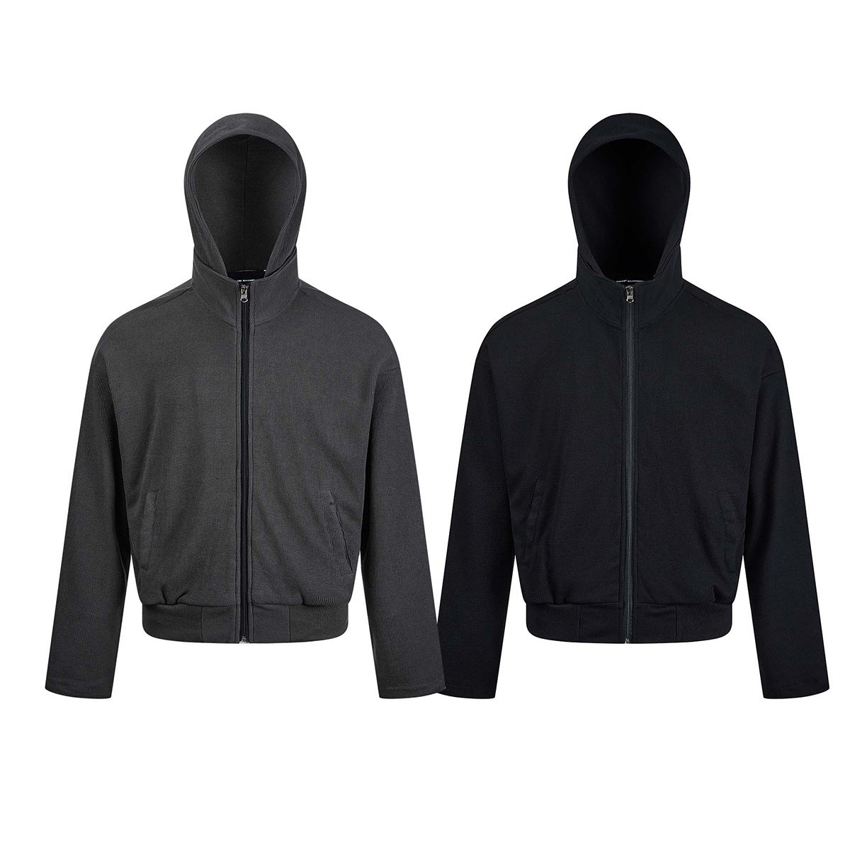 Sweat à capuche zippé boxy – Veste à capuche intégralement zippée en maille gaufrée