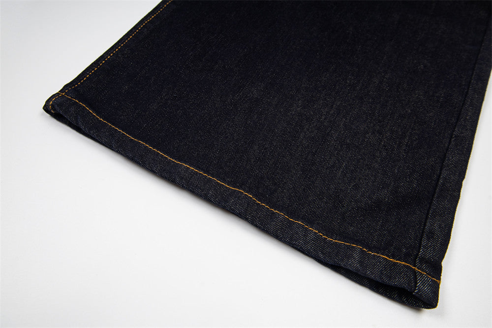 High-Waist Wide-Leg Jeans with Star Embroidery – Double Waistband Baggy Fit