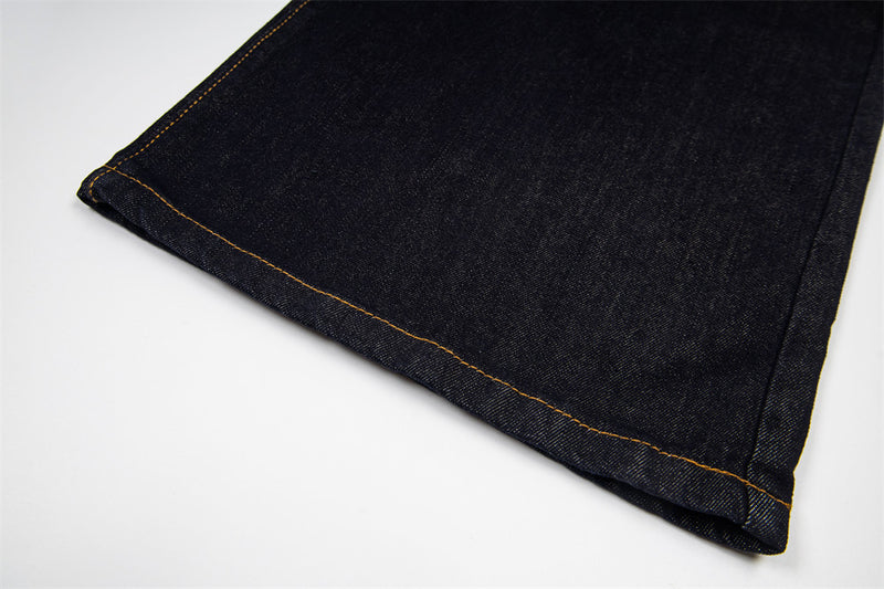 High-Waist Wide-Leg Jeans with Star Embroidery – Double Waistband Baggy Fit