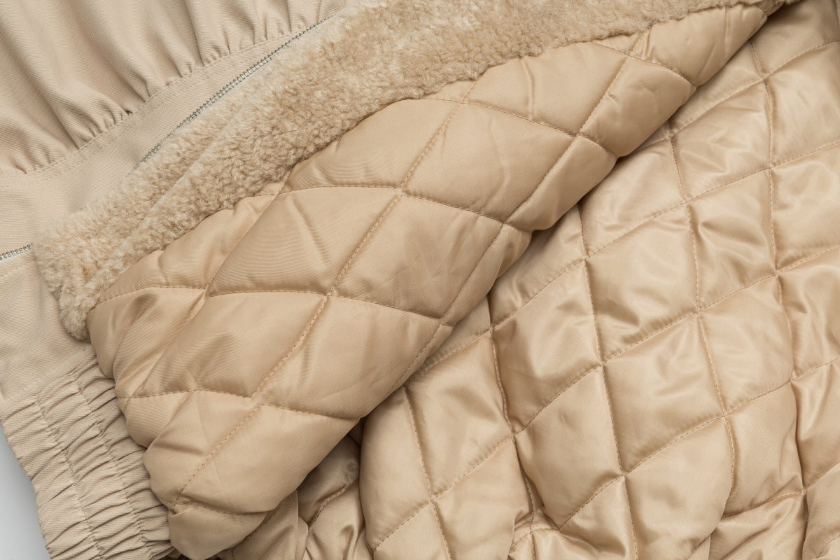 Cazadora bomber extragrande con forro de sherpa – Abrigo acolchado de invierno