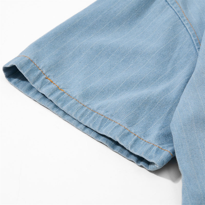 Vintage Polo Club Badge Embroidered Denim Short Sleeve Shirt