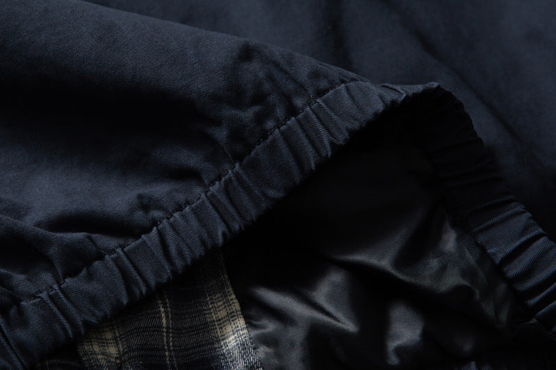 Layered Plaid Collar Bomber Jacket – Relaxed Fit Men's Workwear Zip-Up
