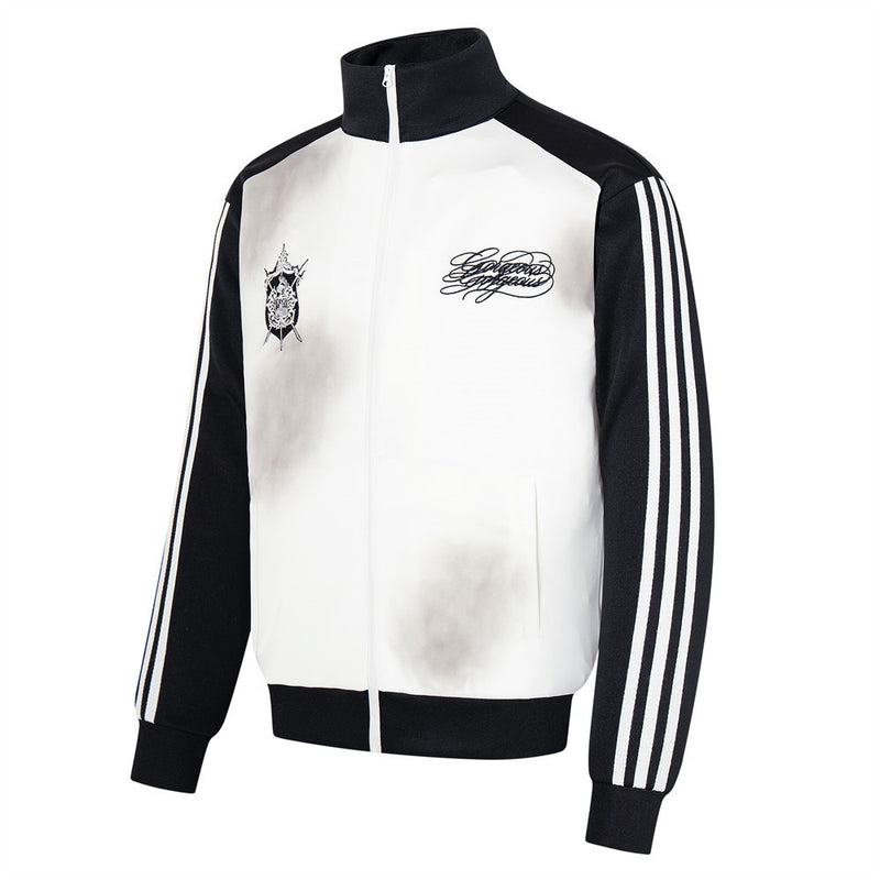 Herren-Trainingsjacke mit drei Streifen, Raglanärmeln und Stehkragen – Smoke-Dyed Zip-up