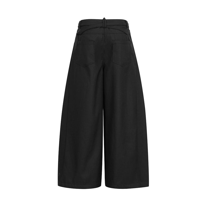 Wide-Leg Pleated Trousers with Drawstring Waist