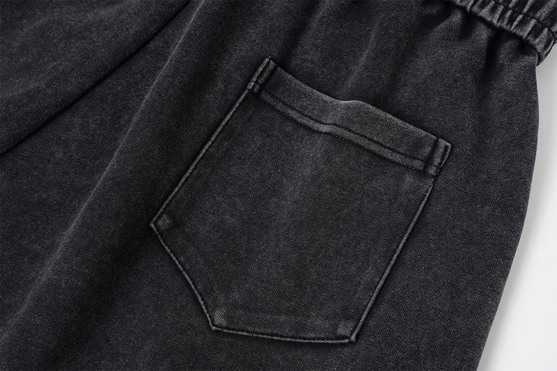 Wide-Leg Sweatpants – Acid Wash Vintage Varsity Graphic, Relaxed Fit