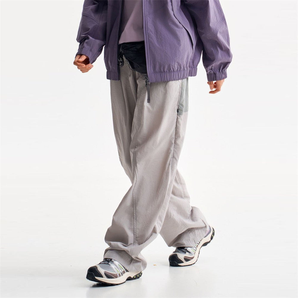 Baggy Wide-Leg Parachute Pants – Unisex Drawstring Jogger with Elastic Waist
