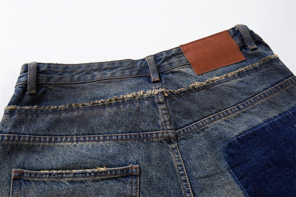 Ripped Wide-Leg Denim Shorts – Distressed Cargo Pocket Washed Jorts