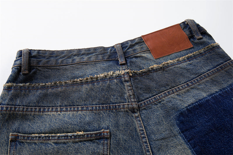 Ripped Wide-Leg Denim Shorts – Distressed Cargo Pocket Washed Jorts