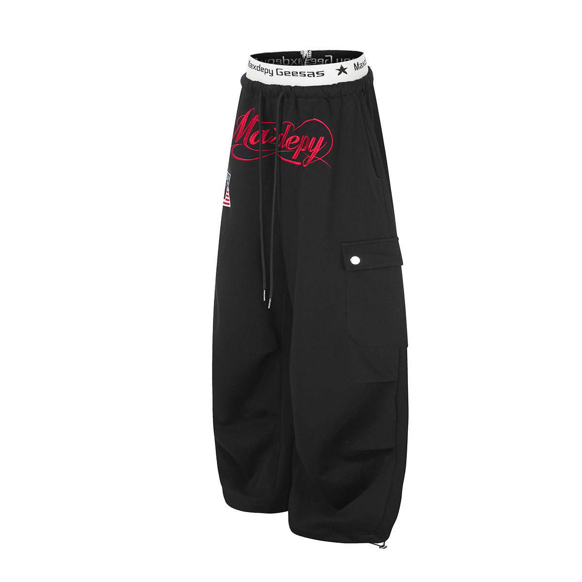 Pantalon cargo de survêtement coupe ample, jambes larges, graphique brodé, baggy