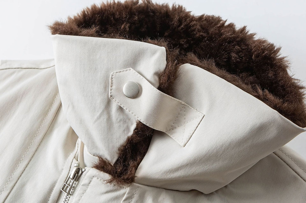 Patch Bomber Jacket with Shearling Collar – Quilted Lined Flight Jacket