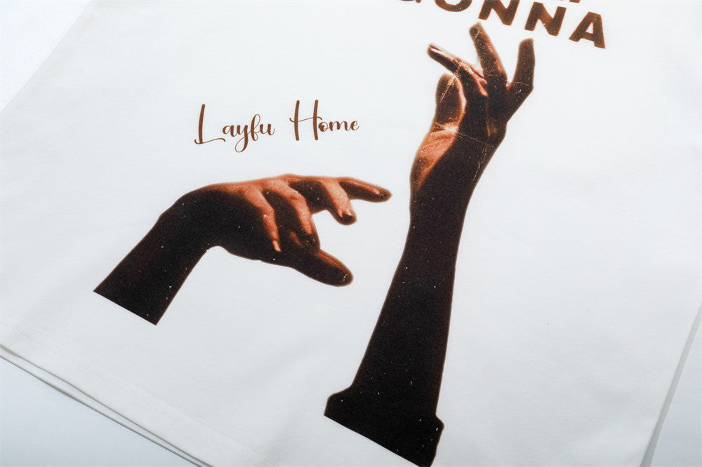 Graphic Print Short Sleeve T-Shirt – One Day I Am Gonna Hand & Butterfly Print