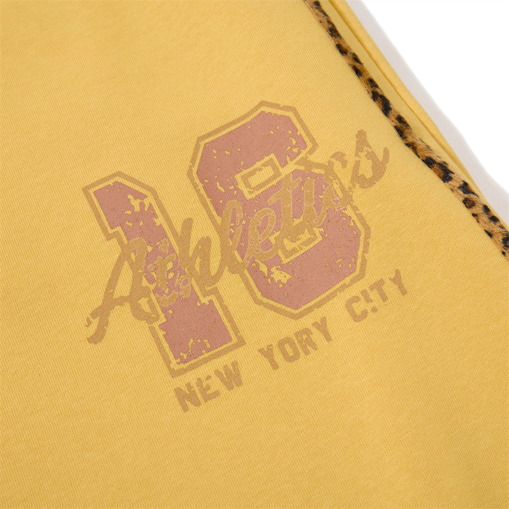 Wide-Leg Sweatpants with Leopard Print Side Panels & Varsity Graphic