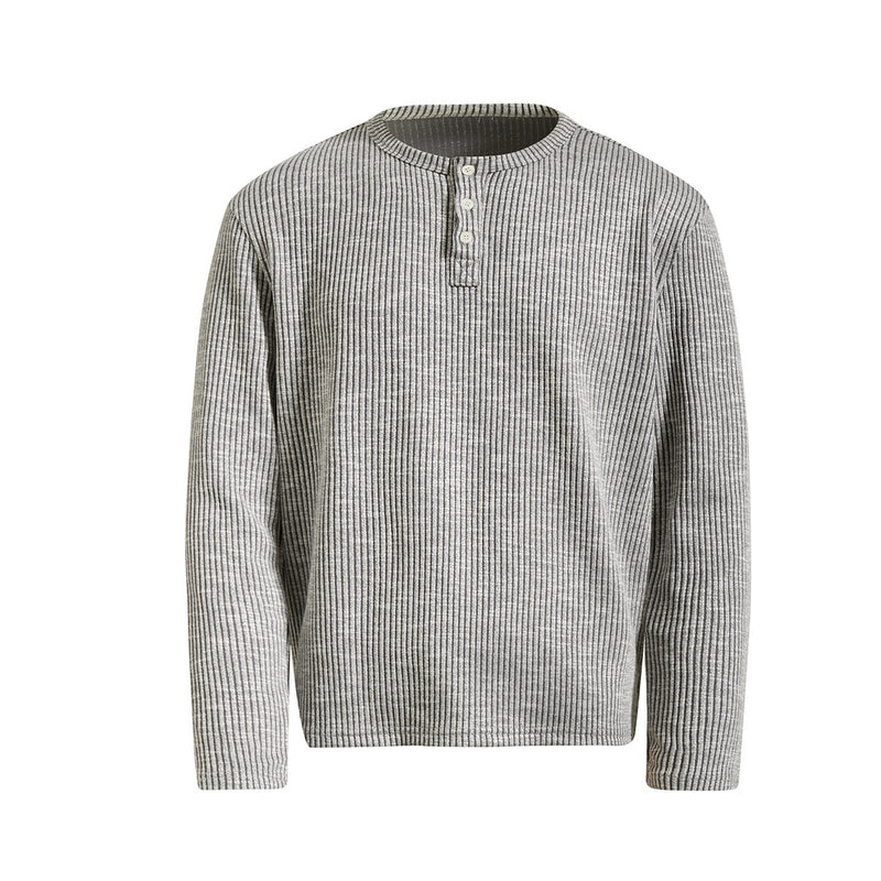 Men's Ribbed Henley Long Sleeve Tee – Vintage Old Money Style
