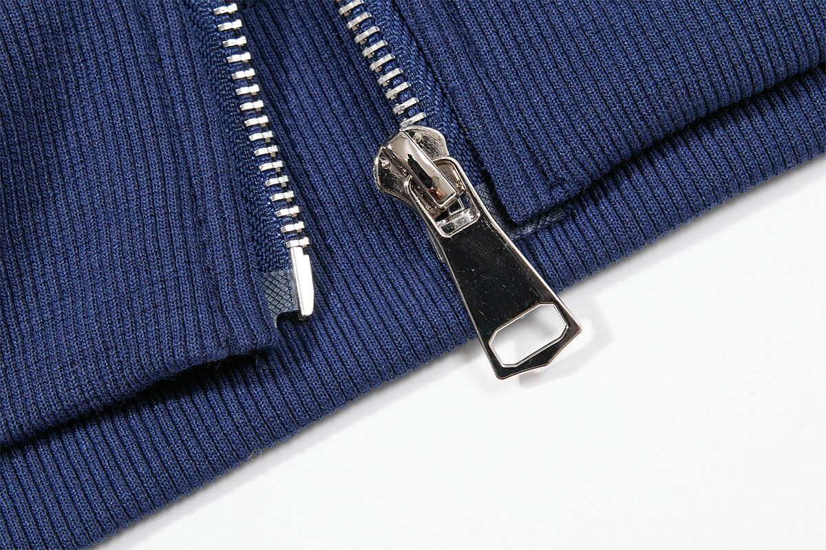 Sweat à capuche graphique bleu marine – Sweat cropped zippé avec écusson chien cartoon