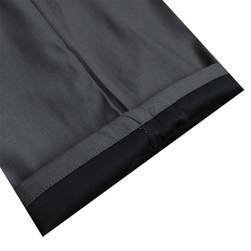 Wide-Leg Pleated Trousers – Diagonal Button Fly, Relaxed Silhouette