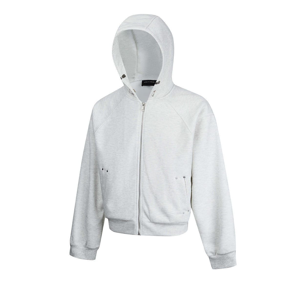 Sweat à capuche court zippé – Sweat intégralement zippé à manches raglan côtelées