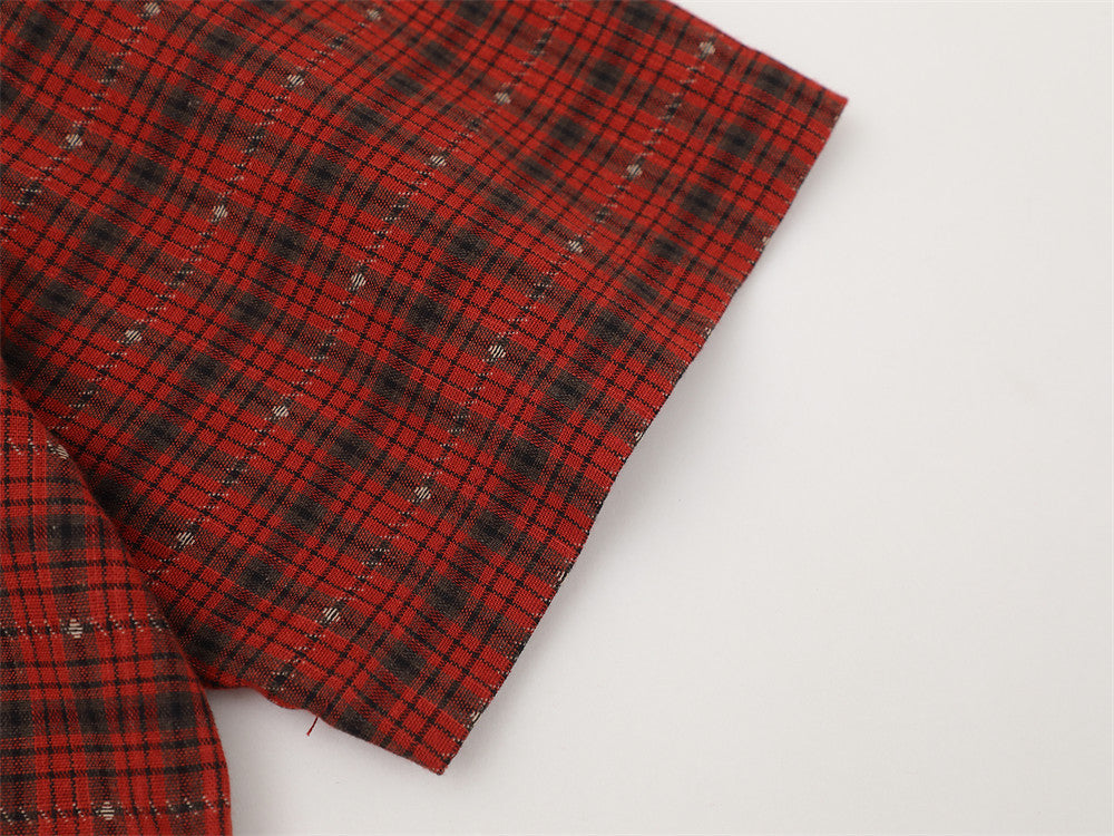 Plaid Check Short Sleeve Shirt – Oversized Relaxed Fit
