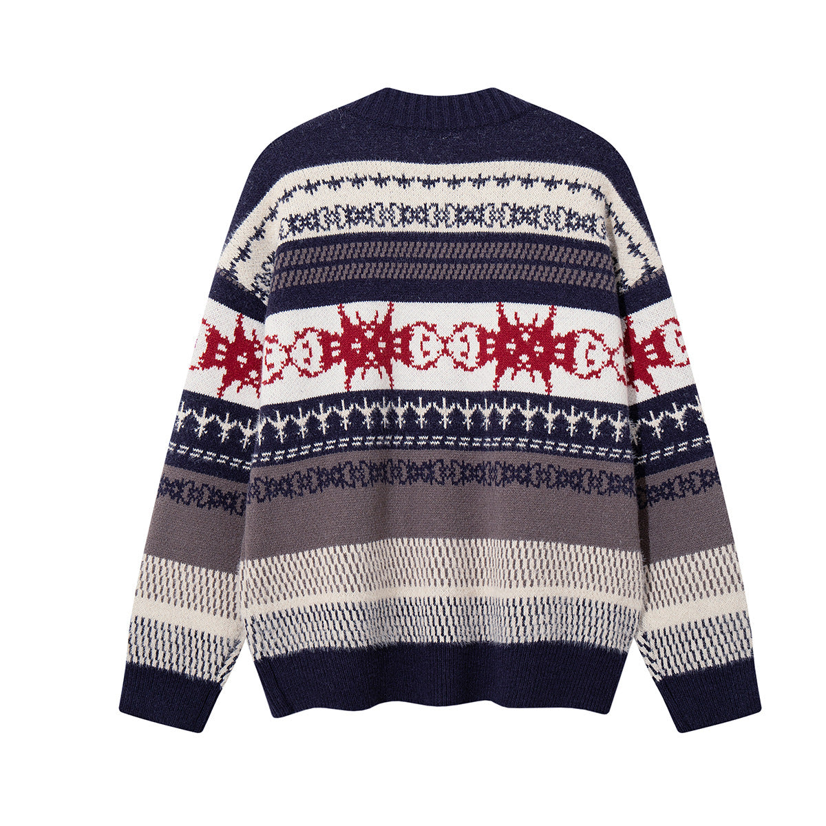 Fair Isle Jacquard Knit Cardigan Sweater – Retro Korean-Style Button-Up