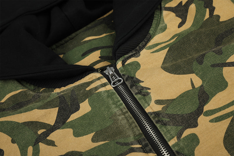 Camo Padded Bomber Jacket – Hooded MA-1 Flight Jacket with Grommet Detail