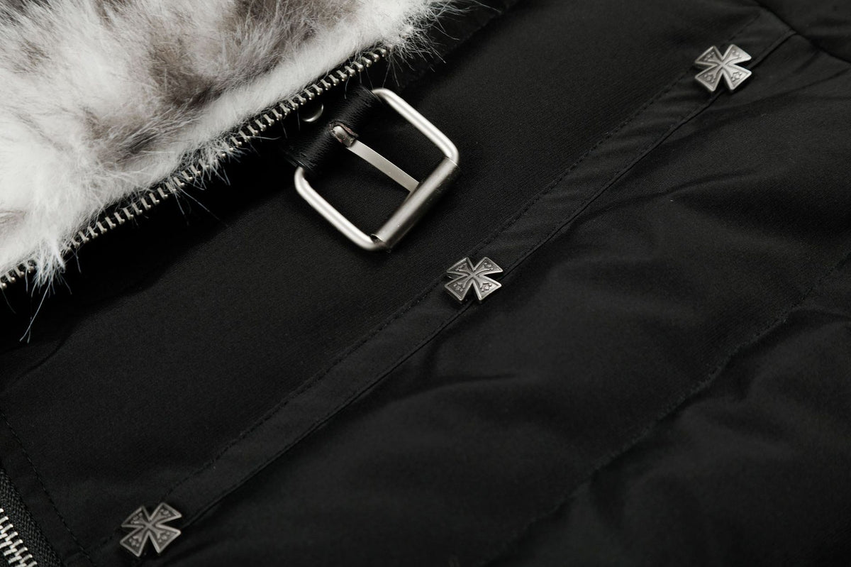 Cropped Puffer Jacket with Hood & Fur Collar – Cross Hardware, American Street