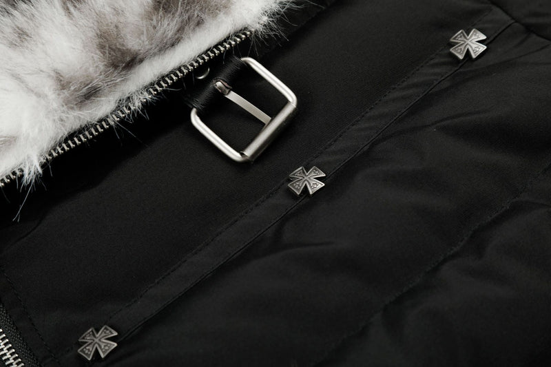 Cropped Puffer Jacket with Hood & Fur Collar – Cross Hardware, American Street
