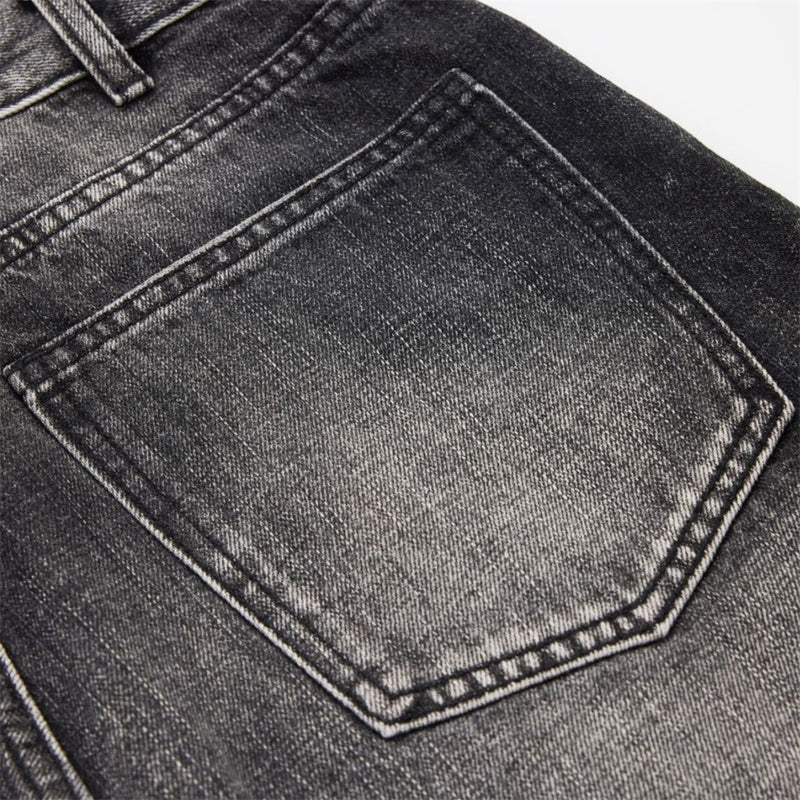 Wide-Leg Baggy Jeans – Washed Black Grey Vintage Straight-Cut Denim