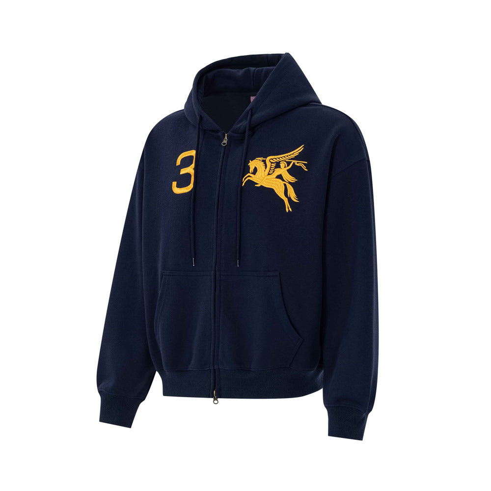 Sweat à capuche zippé brodé Pegasus – Streetwear américain numéro 3