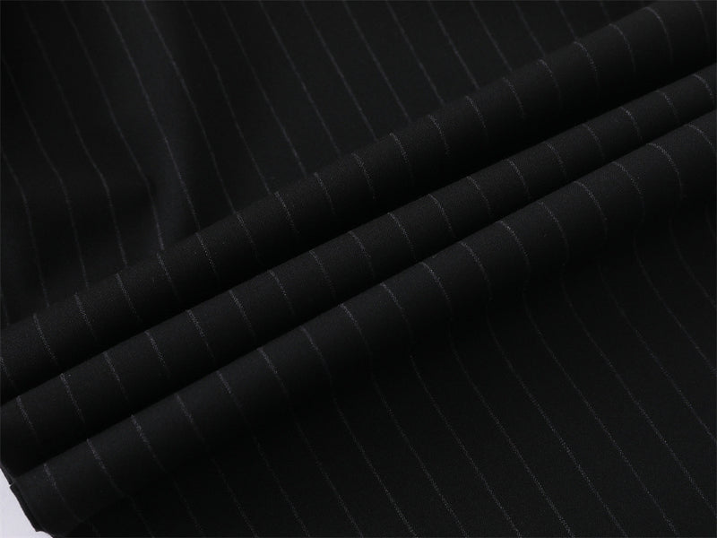 Pinstripe Wide-Leg Trousers – Double-Pleat High-Street Dress Pants