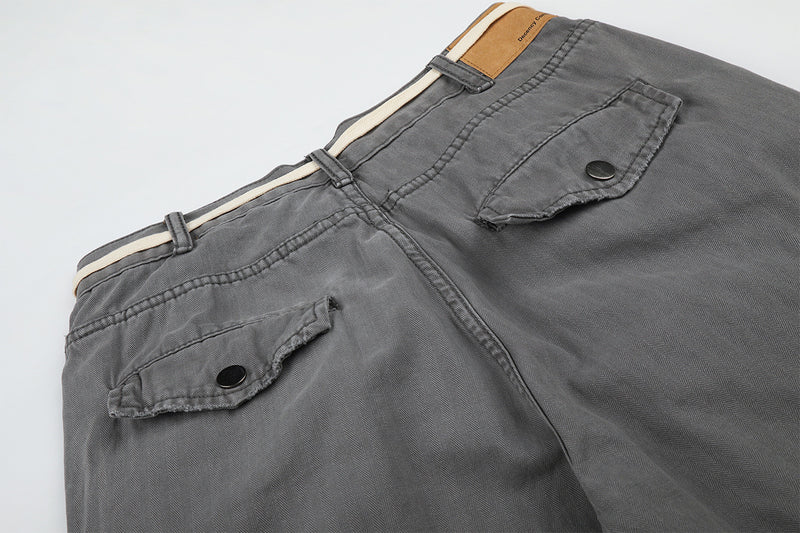 Wide-Legged Cargo Pants – Charcoal Grey Multi-Pocket Straight Leg